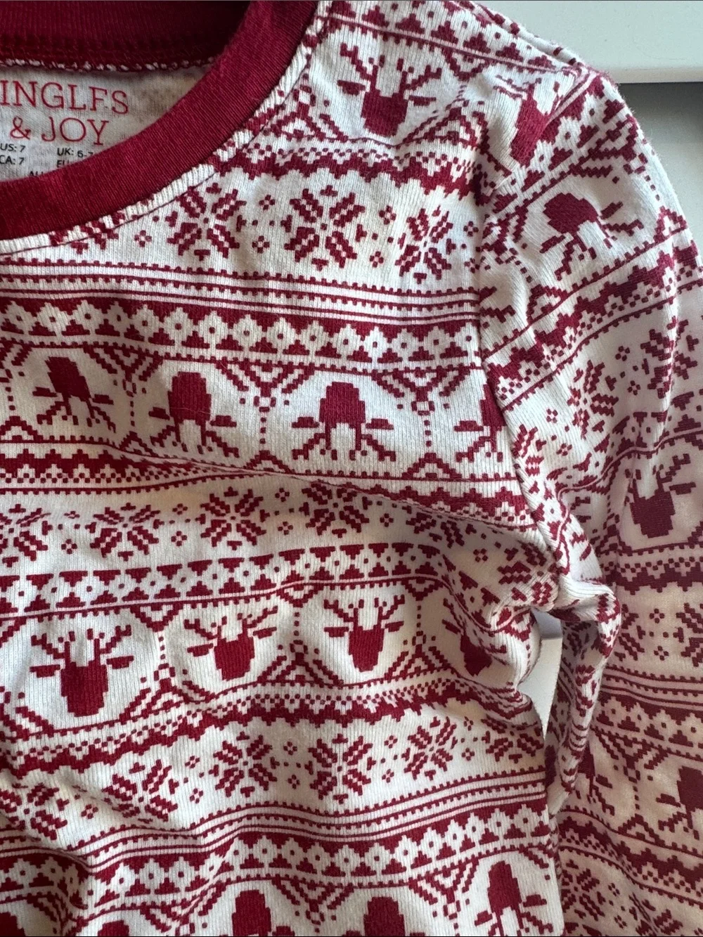 Kids Red and White Holiday Print 2 Piece Pajama set